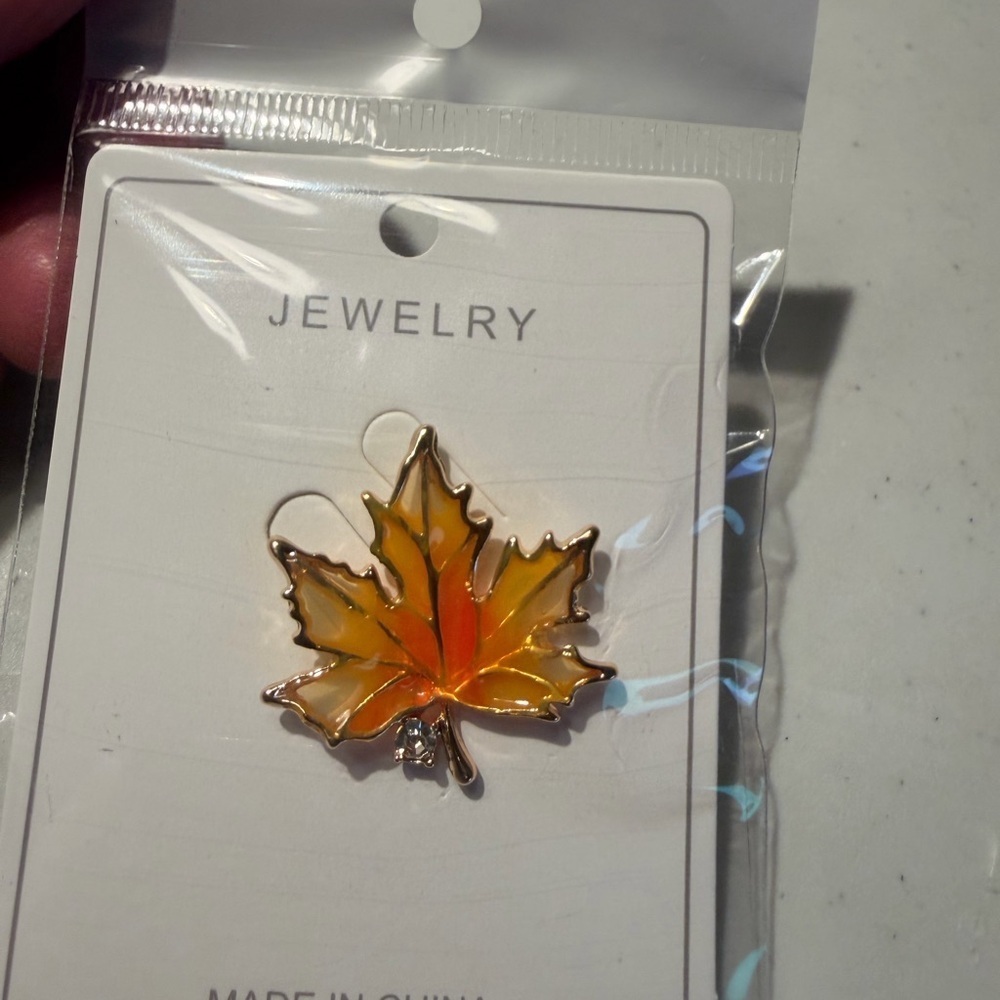 Fall Maple Leaf Orange and Yellow Brooch